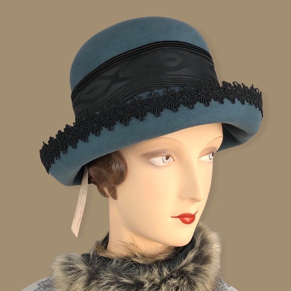 NWT Vintage 1920’s style Cloche 100% wool - Picture 7 of 11